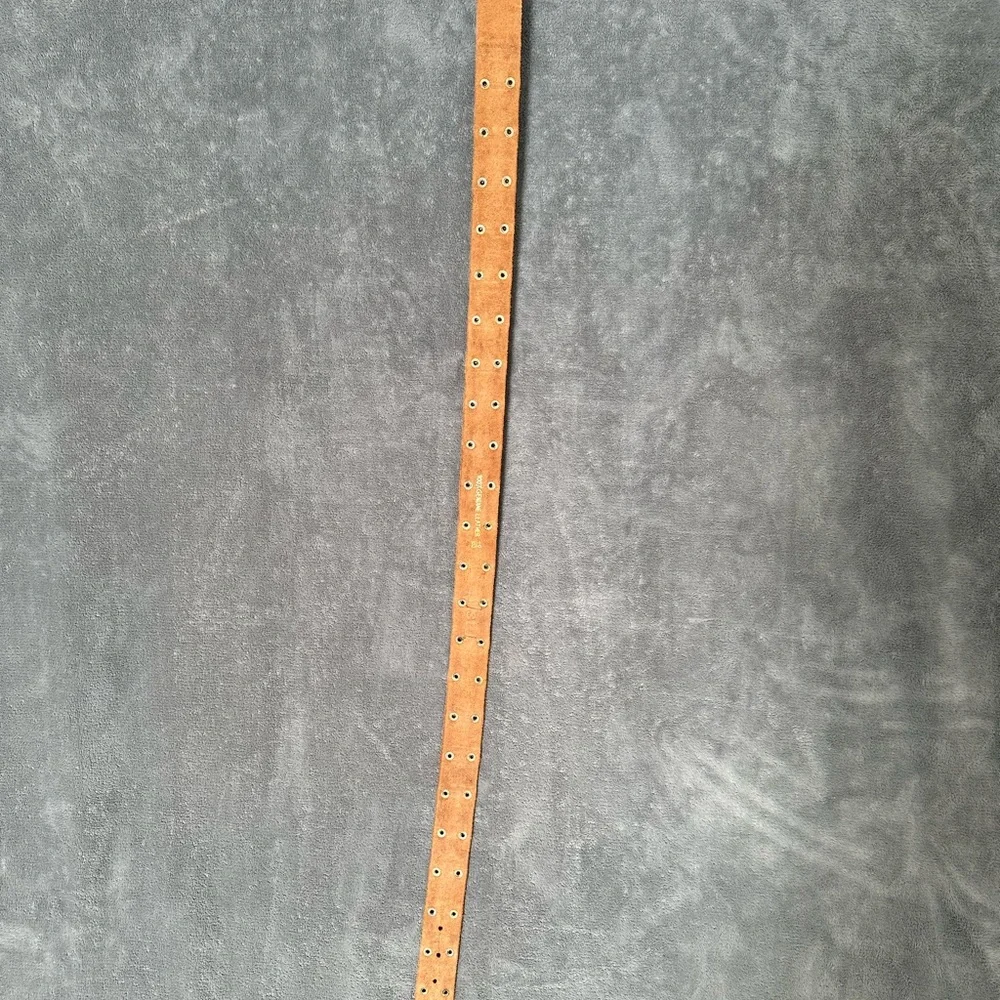 Brown Leather Belt with Brass Rivets and Brass Buckle size Large